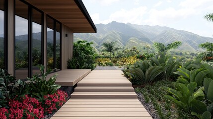 Tranquil Modern House with Natural Landscape and Lush Greenery