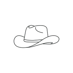 Hand drawn cowboy hat isolated on white background