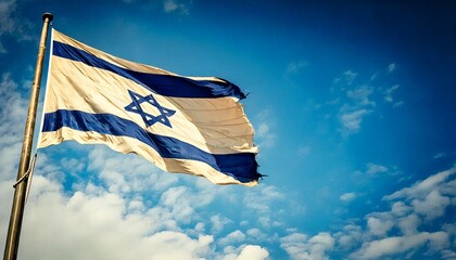 破けて朽ちた古いイスラエルの国旗。(an old and torn Israel flag.)
