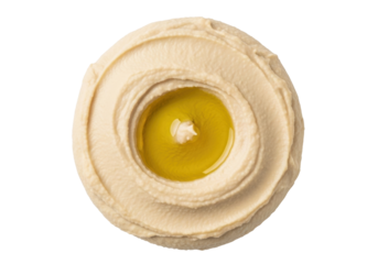 Isolated hummus with olive oil, chickpea dip with middle eastern cuisine food item