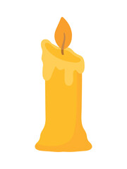 Yellow Candle for Element Decoration in Flat Simple Vector Illustration