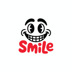 Obraz premium Retro cartoon smiling face graphic design