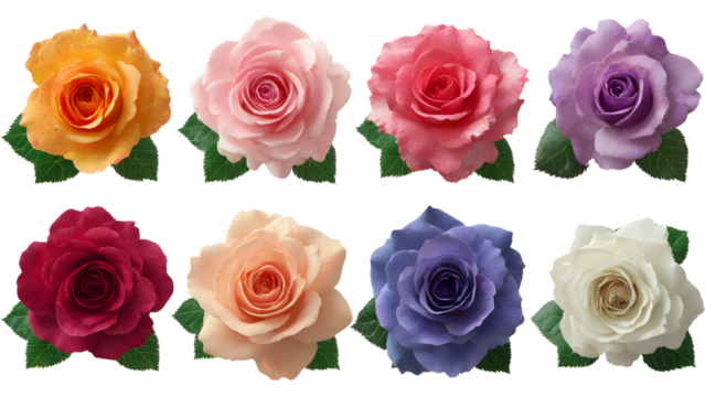 Set of colorful roses