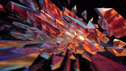 Abstract image of red and orange crystals floating in space. - Powered by Adobe