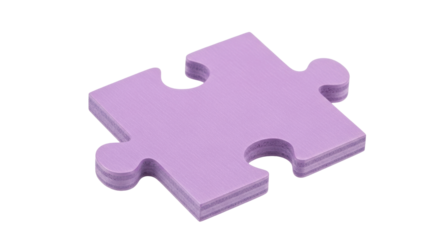 Isolated lavender purple jigsaw puzzle piece, interlocking connection, conceptual design