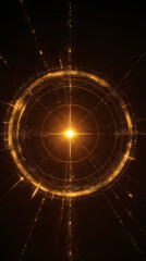 radiant circular design with a glowing golden light at its center, surrounded by intricate details and symmetrical patterns. It conveys a sense of energy, illumination, and balance, making it visually