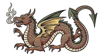 Obraz premium Colorful dragon illustration with detailed scales and wings 