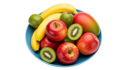 Isolated Fresh Fruit Bowl Assortment Apples Bananas Kiwis Mango Colorful Healthy Eating Still Life
