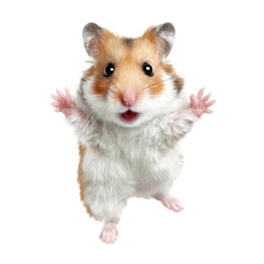 Adorable hamster greeting cheerfully with open paws, perfect for pet-themed projects and designs that need a touch of lighthearted fun and playful energy to captivate audiences