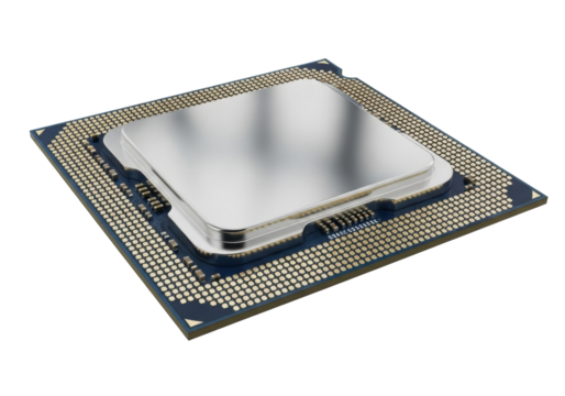 Isolated computer CPU chip hardware component for a desktop PC, used for processing data - Powered by Adobe