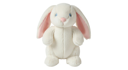 Isolated plush bunny rabbit standing up soft and fluffy for children's play and comforting