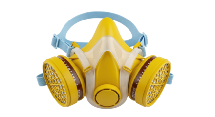 Isolated yellow and white respirator for protecting respiratory system from pollutants