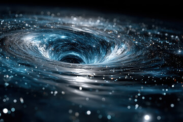 Swirling galaxy formation showcases a black hole in deep space