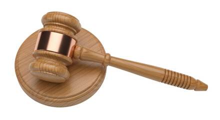 Isolated Gavel on a Sound Block, Courtroom Law and Order, Judgement, Auction, and Authority