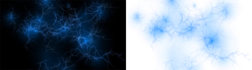 Dynamic PNG Overlay of Abstract Blue Lightning on transparent background