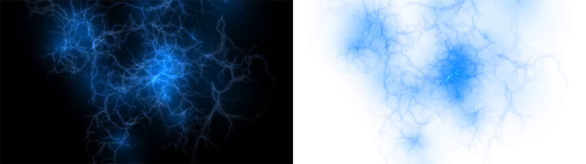 Dynamic Blue Lightning PNG Illustration on Transparent Background