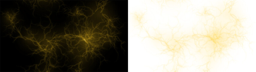 PNG Lightning Overlay with Dynamic Gold Sparks on transparent background
