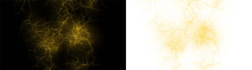 PNG lightning overlay with a dynamic gold spark on transparent background