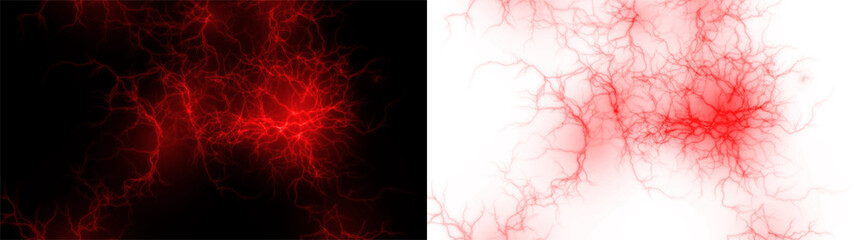 Dynamic Red Lightning PNG with Transparent Overlay on transparent background