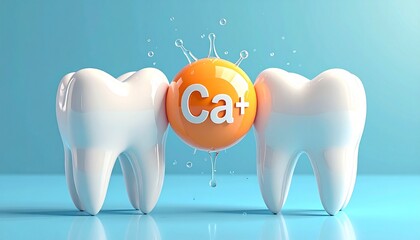 Strengthen your smile with calcium for healthy teeth, keeping them strong and bright in this dental care concept illustration promoting oral hygiene