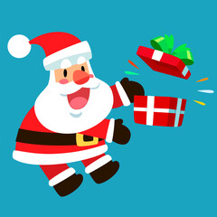 Santa Claus Opening a Surprise Christmas Gift