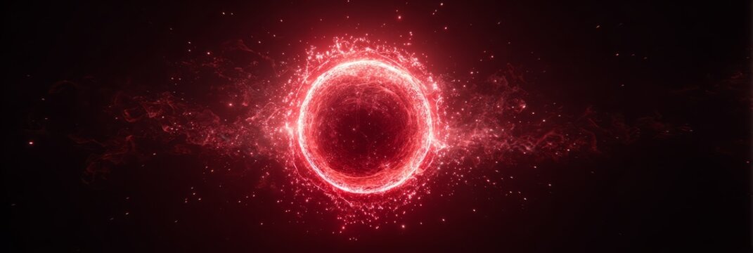 Glowing Red Energy Sphere with Particle Trail