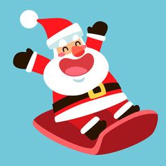 Santa Claus Sliding on a Snow Sled