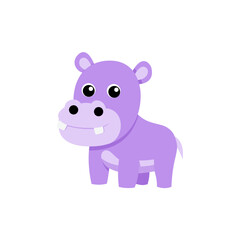 Cute cartoon hippo illustration for kids books and playful designs
