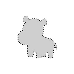 Grey dotted hippo illustration for fun kids and educational projects