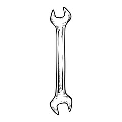 wrench vector line art hand drawn illustration
