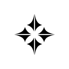 Obraz premium Abstract four pointed star design in black on transparent background silhouette