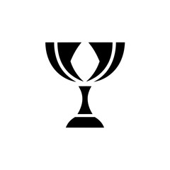 Simple black trophy cup on a white background on transparent background silhouette