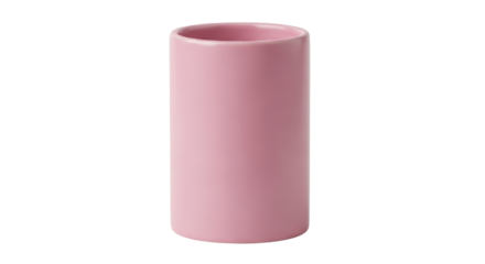 Isolated pink ceramic pot without any background, cylinder shape, smooth surface style
