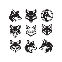 Fototapeta premium Fox Head Portrait Vector Mascot Set
