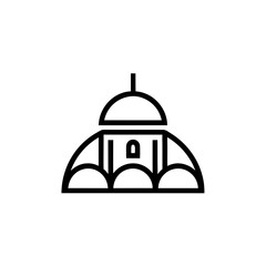 Minimalist drawing of a domed structure icon on transparent background silhouette