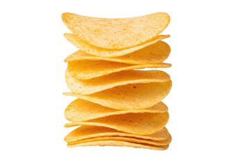 Isolated stack of potato chips ready for snacking, salty flavor, light yellow color