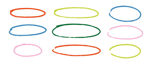 Hand drawn pen line doodle brush marker circles vector illustration collection.