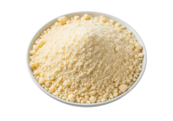 Isolated bowl of grated Parmesan cheese, a flavorful and versatile ingredient for cooking