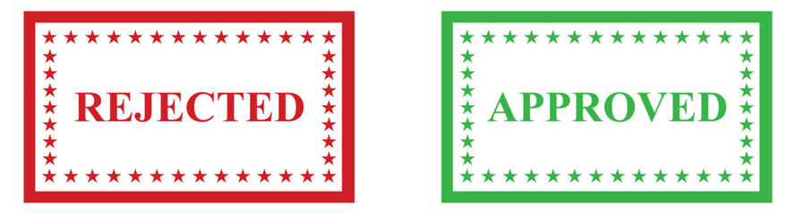 Grunge style rejected and approved rubber stamps.
