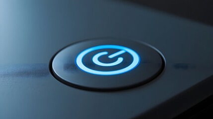 Power up your business with this sleek, glowing power button ideal for technology, innovation, and modern design concepts that demand attention now