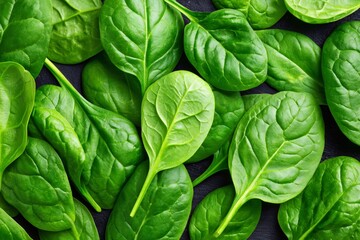 Fresh spinach leaves forming a healthy green background