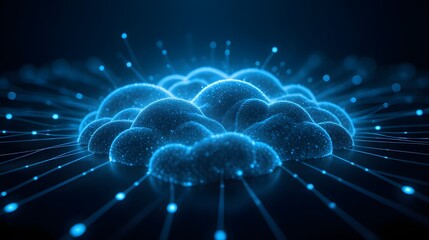 Stunning blue network connection with vibrant particle streams for cutting edge technology and modern digital solutions, futuristic glowing data concept
