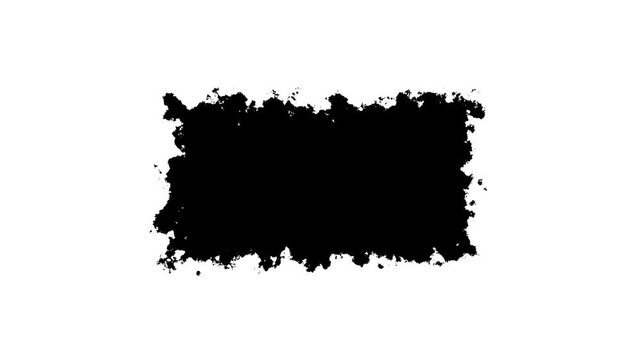Black ink brush paint stroke transition Brush leak spreads over screen liquid splashing, drops, strokes, stain grunge. Black backdrop grunge Ink spreads fills the screen.