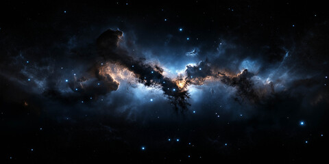 Obraz premium Cosmic nebula illuminated by vibrant colors, showcasing swirling gas and dust in deep space, surrounded by countless stars, representing the beauty of the universe and celestial wonders