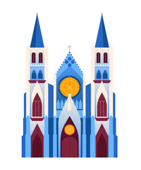 Notre-Dame Cathedral - Colorful Flat Design Illustration