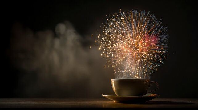 Coffee cup fireworks display