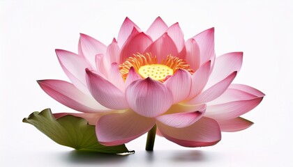 Elegant Pink Lotus Flower Blossom Isolated on White Background