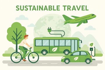 Sustainable travel concept: eco-friendly transportation options for a greener future