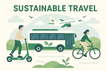 Sustainable travel concept with eco-friendly transportation options