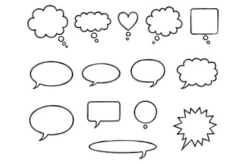 Fototapeta premium set of speech bubbles, Speech Bubble Icons, Minimalist Hand-Drawn Line Art for Conversation & Chat